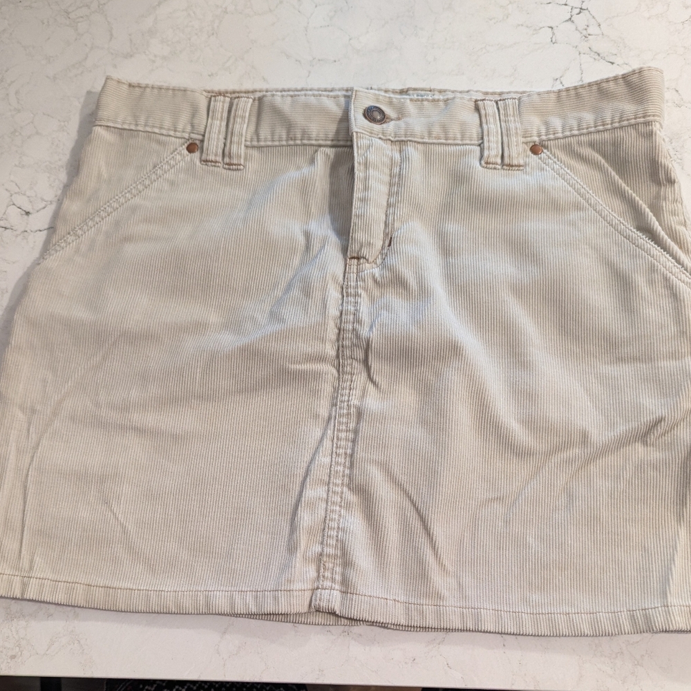 Beige Corduroy Mini Skirt